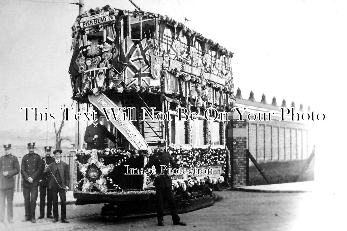 LA 3349 - Liverpool Decorated Tram At Garston, Lancashire 1911