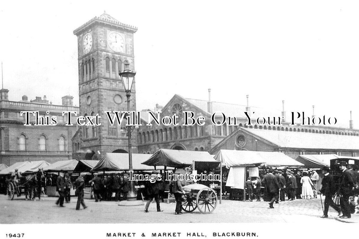 LA 5365 - Market & Market Hall, Blackburn, Lancashire c1910
