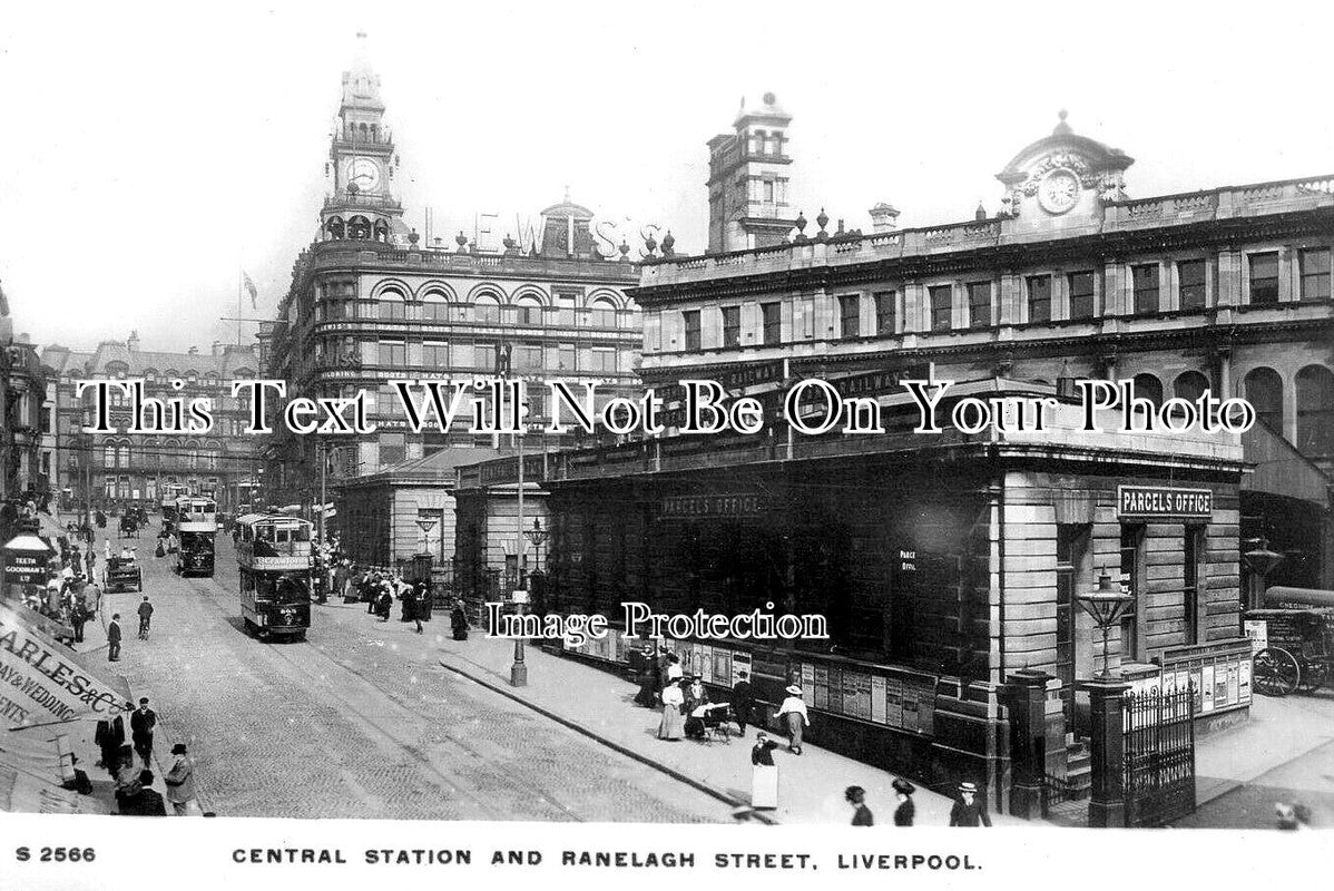 LA 6818 Central Railway Station & Ranelagh Street, Liverpool c1910