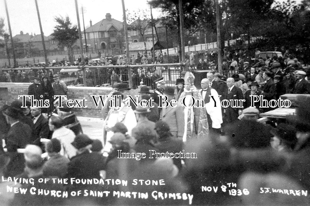 LI 1071 - Laying Of The Foundation Stone, St Martins Church, Grimsby, Lincolnshire c1936