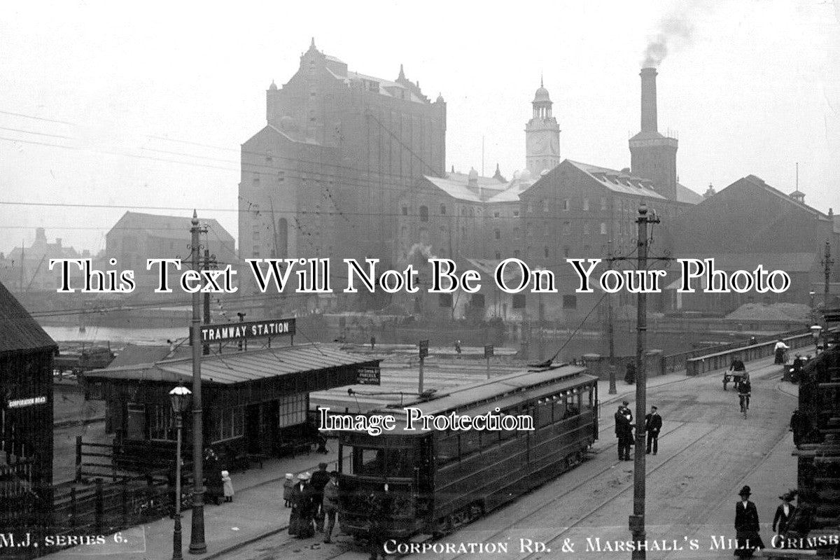 LI 1738 - Corporation Road & Marshalls Mill, Grimsby, Lincolnshire c1914