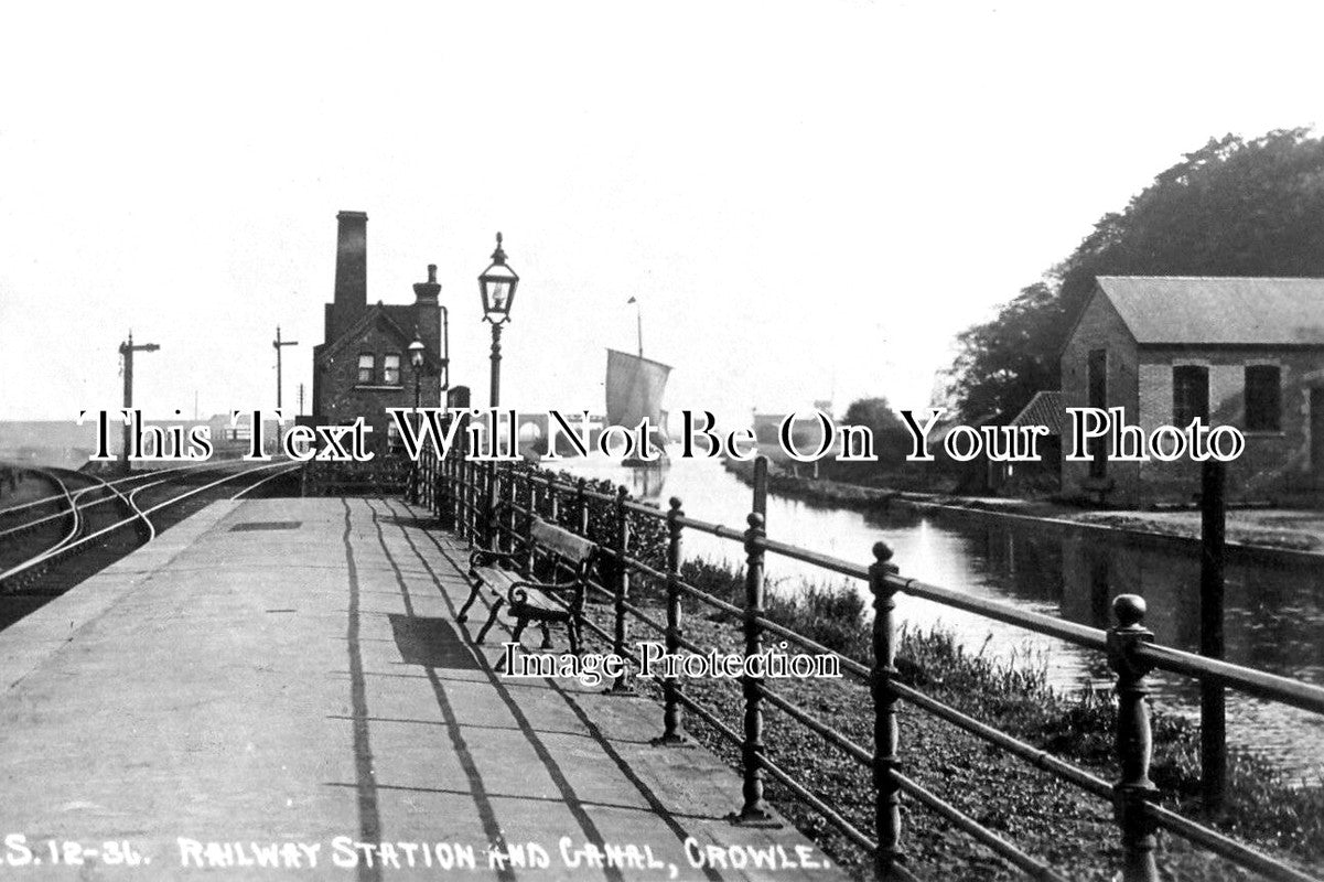 LI 1772 - Crowle Railway Station & Canal, Lincolnshire c1916