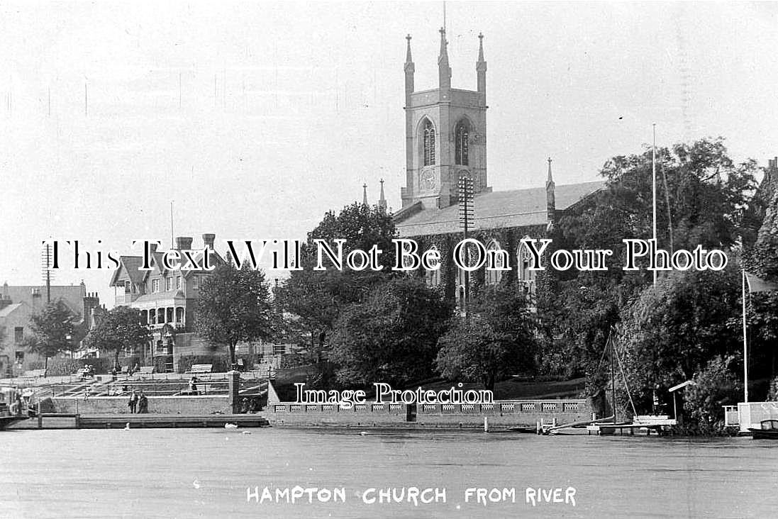 LO 163 - Hampton Church From River, London c1913