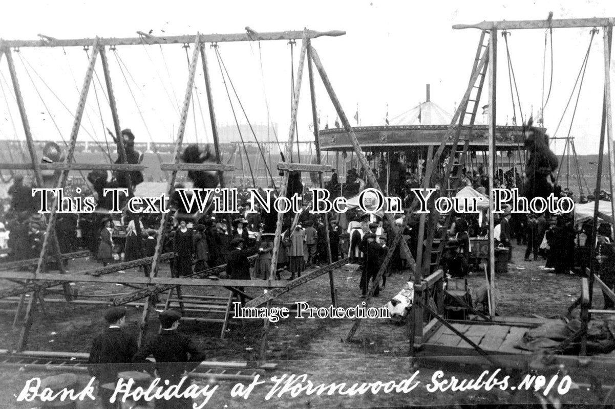 LO 1757 - Wormwood Scrubbs Bank Holiday Fun Fair, Hammersmith, London c1913