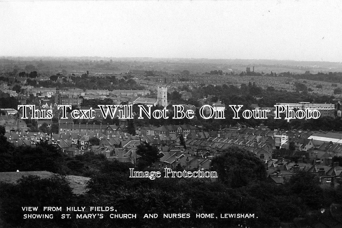 LO 239 - View Hilly Fields, St Marys Church, Lewisham, London c1920