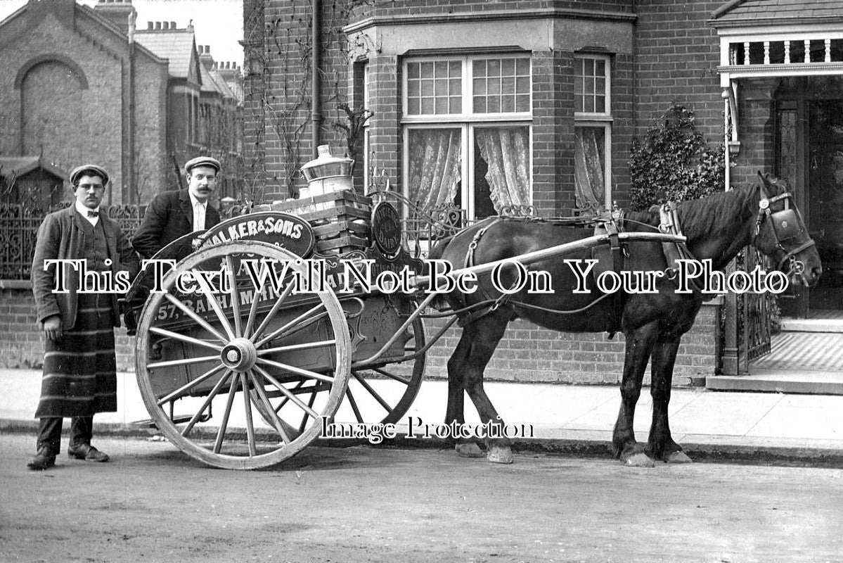 LO 2900 - Walker & Sons Dairy Horse & Cart, Balham, Wandsworth, London c1908