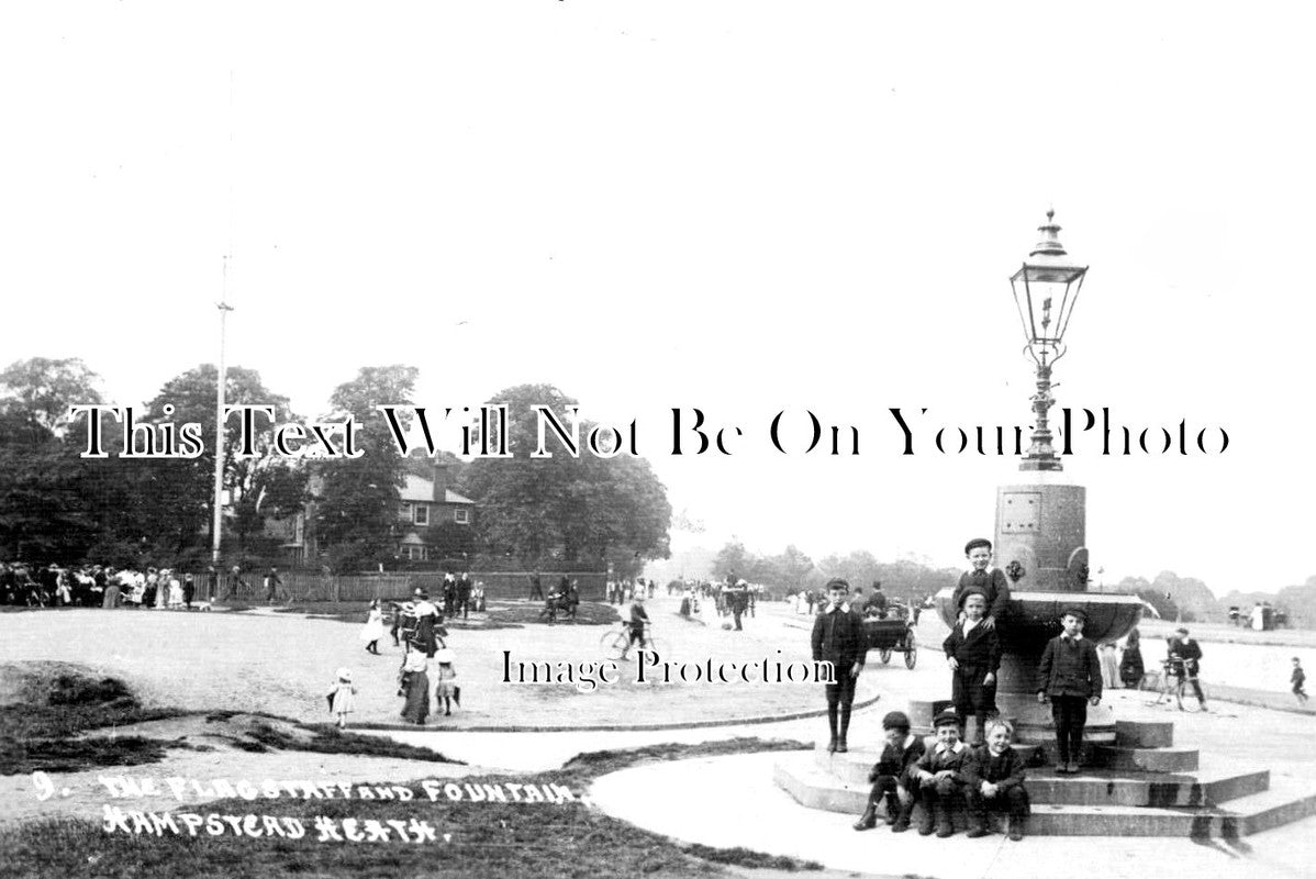 LO 2927 - The Flag Staff & Fountain, Hampstead Heath, London