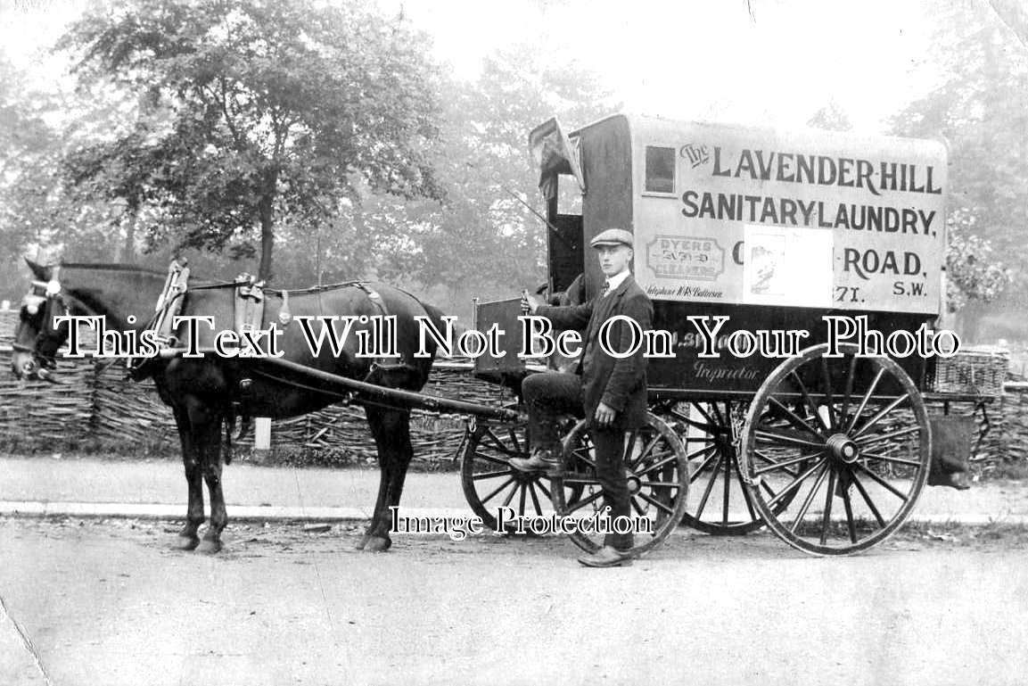 LO 3033 - Lavender Hill Sanitary Laundry Horse Cart, Battersea, London c1910