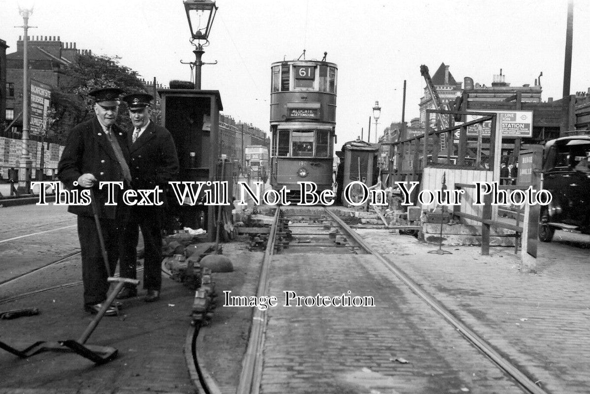 LO 3300 - Altering The Tram Lines, Mile End, London 1939