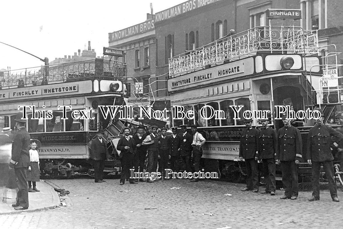 LO 3361 - Double Tram Smash, North London 1906