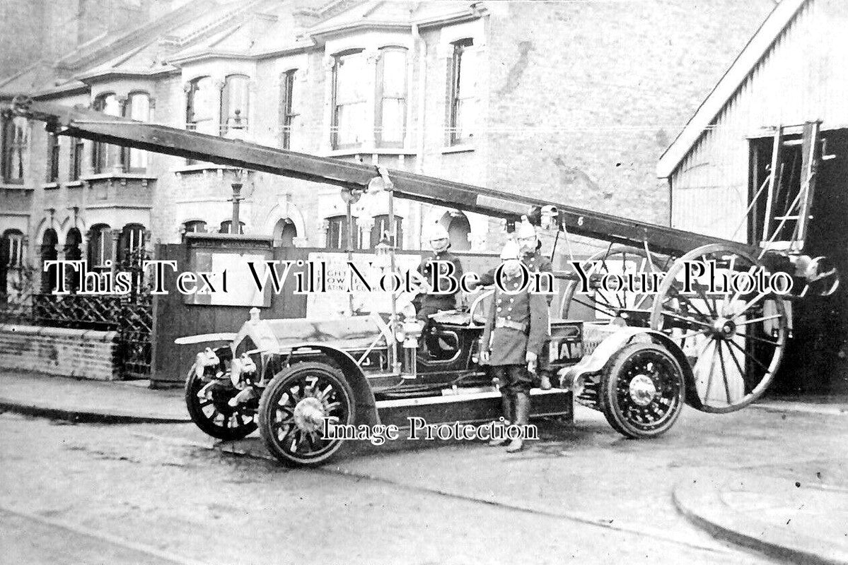 LO 3704 - West Ham Fire Engine & Crew, London c1910
