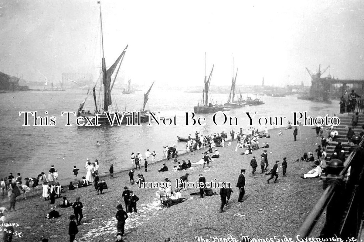 LO 4563 - The Beach, Thames Side, Greenwich, London c1913