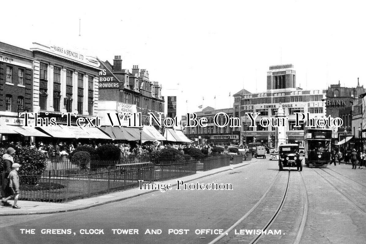 LO 4717 - The Greens, Clock Tower & Post Office, Lewisham, London