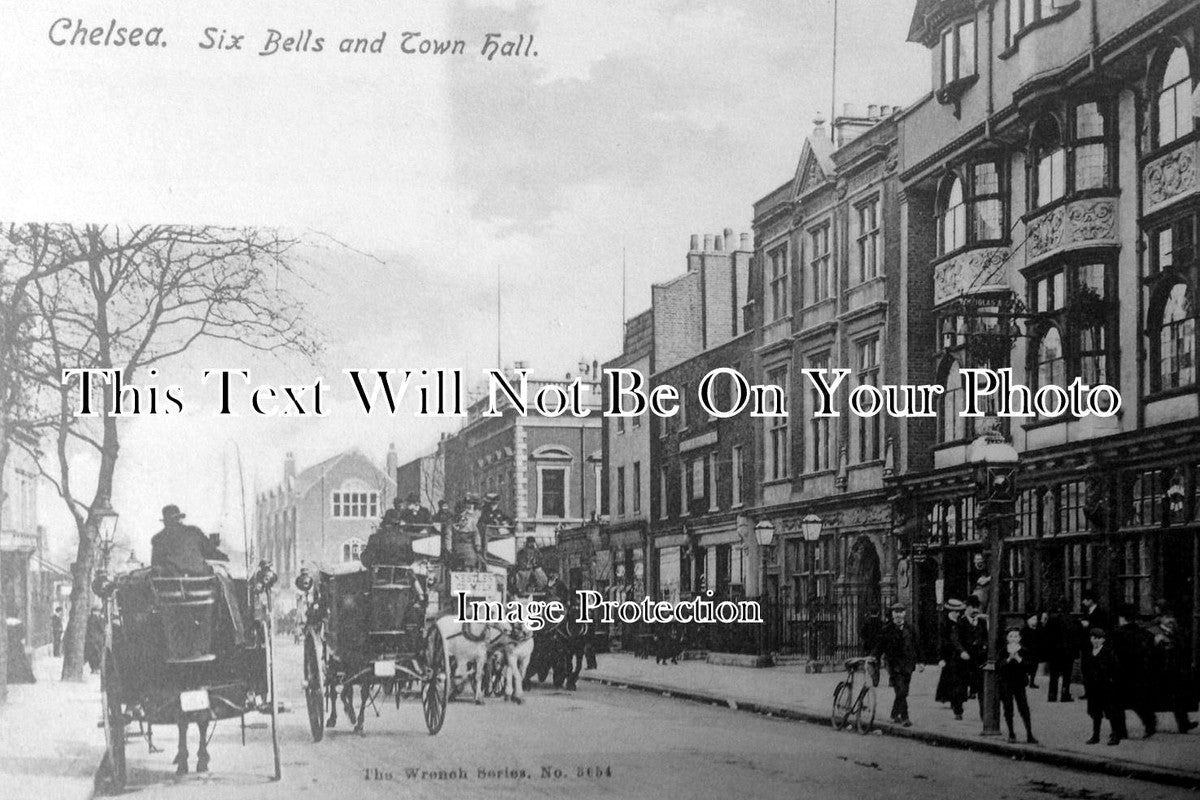 LO 628 - Six Bells & Town Hall, Chelsea, London c1903
