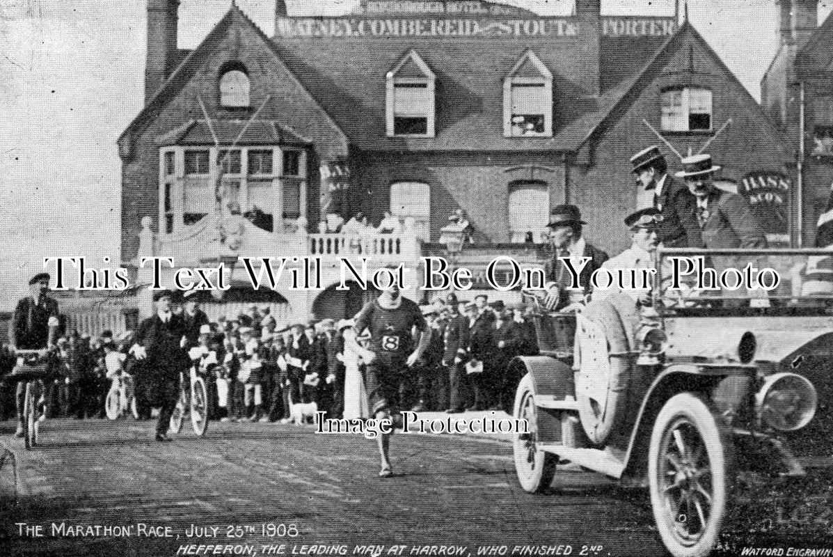 LO 917 - 1908 London Olympics, Marathon Race, Hefferon In Lead At Harrow
