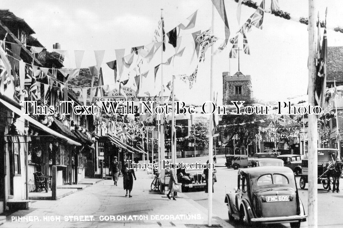 MI 2585 - Coronation Decorations, High Street, Pinner, Middlesex 1937