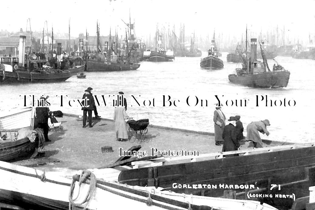 NF 1277 - Fishing Boats, Gorleston Harbour, Great Yarmouth, Norfolk c1924
