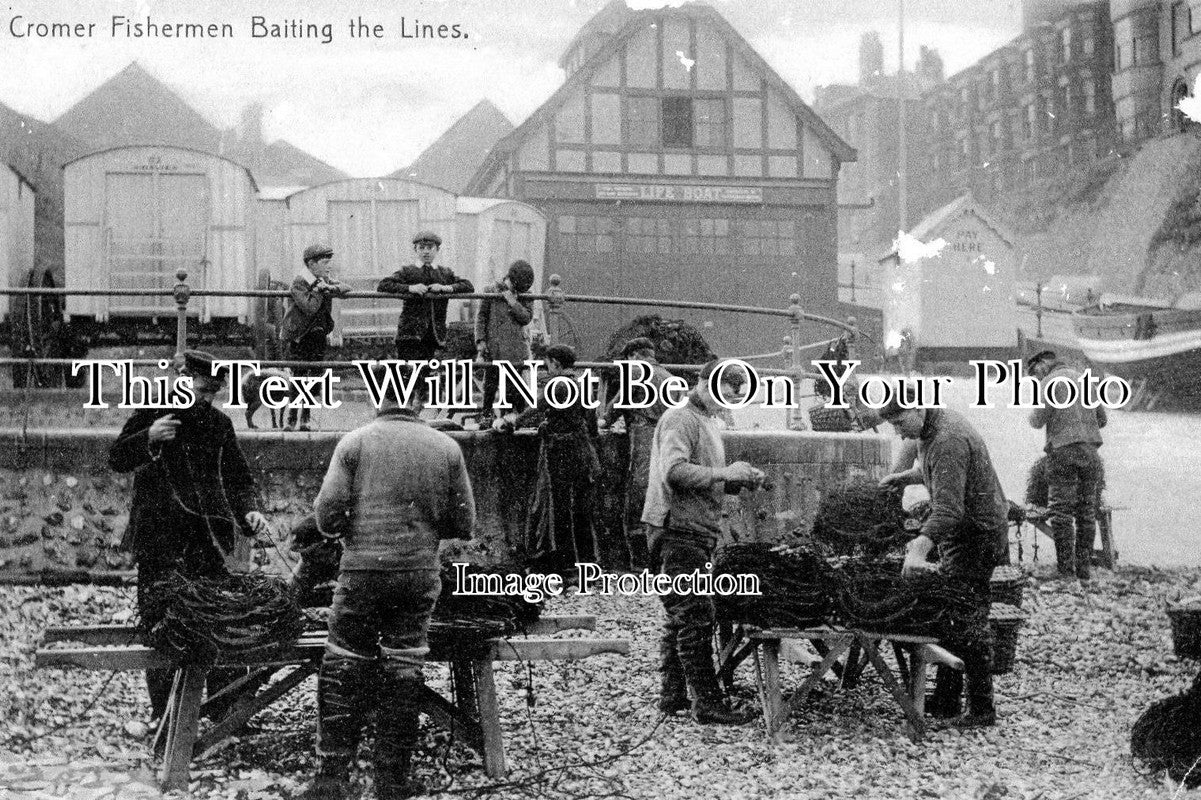 NF 145 - Baiting The Lines, Cromer Fishermen, Norfolk