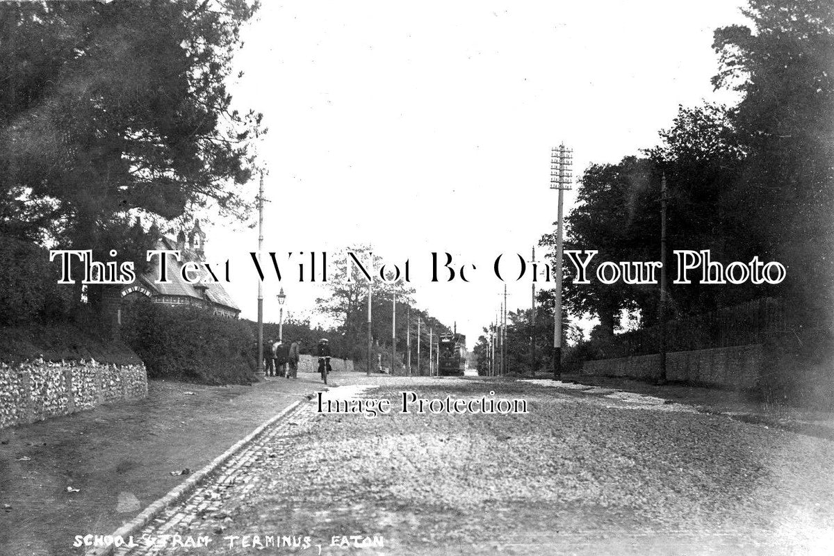NF 1505 - Eaton School & Tram Terminus, Norwich, Norfolk