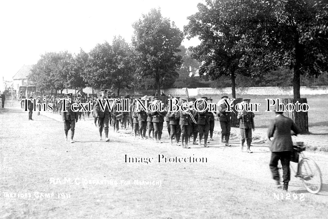 NF 1766 - Thetford Camp RAMC Medical Corps Departing For Norwich, Norfolk 1911