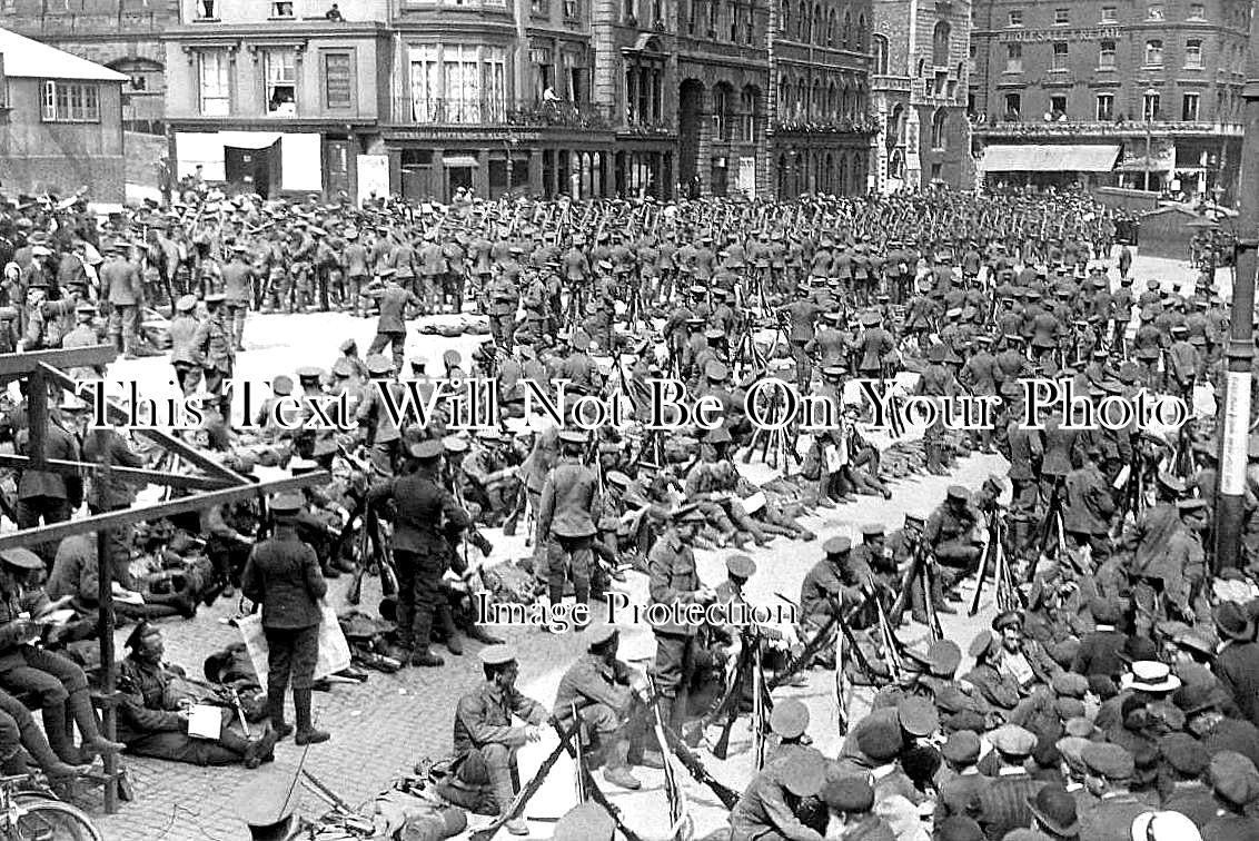 NF 1942 - Soldiers In Norwich Market Place, Norfolk 1914
