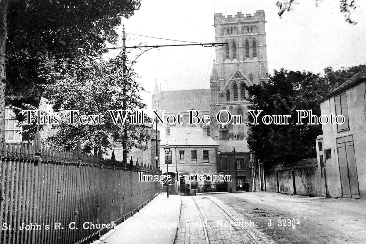 NF 2122 - St Johns R C Church From Chapel Field, Norwich, Norfolk c1921