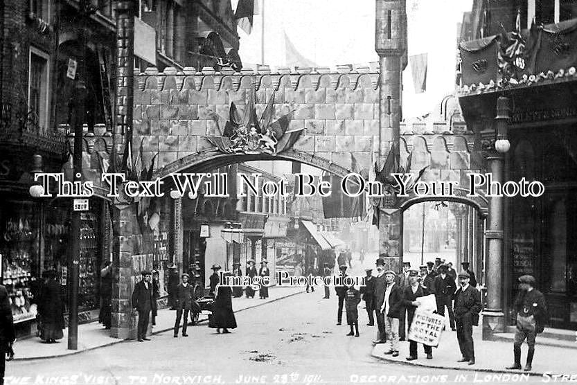 NF 2180 - Kings Visit To Norwich, London Street, Norfolk 1911