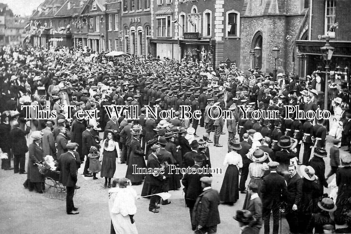 NF 2782 - WW1 Soldiers Off To War, Dereham, Norfolk 1914