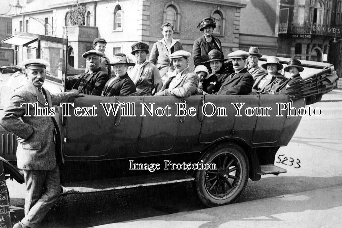 NF 320 - Charabanc & Driver Outside Goodes, Great Yarmouth, Norfolk c1922