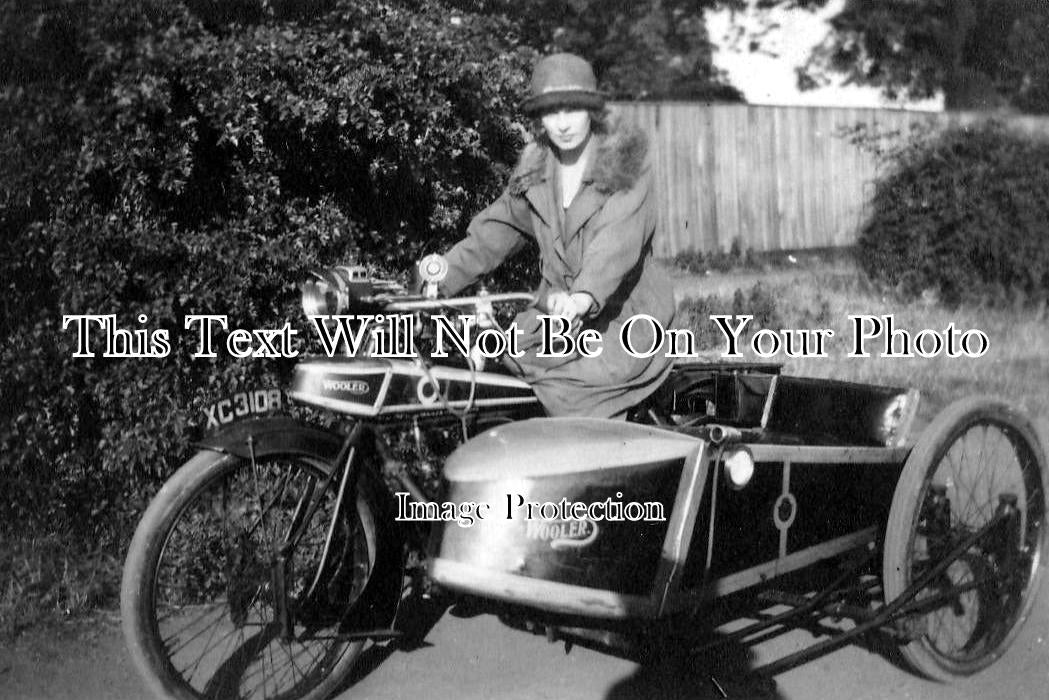 NF 353 - Lady On Wooler Motorcycle & Sidecar, Great Yarmouth, Norfolk c1920