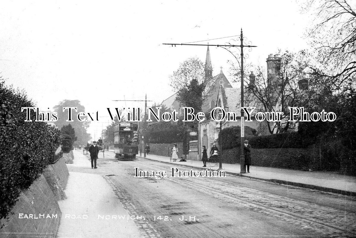 NF 3614 - Earlham Road Tram Car, Norwich, Norfolk c1910