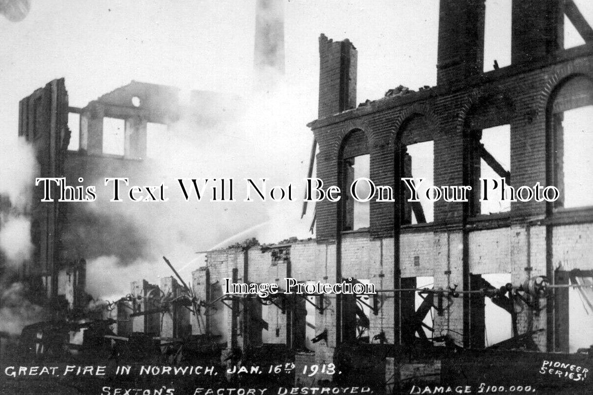 NF 3707 - Great Fire In Norwich, Sextons Factory, Norfolk 1913