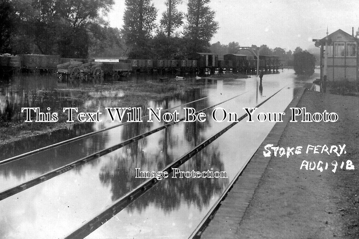 NF 4206 - Stoke Ferry Railway Station Flood, Norfolk 1918