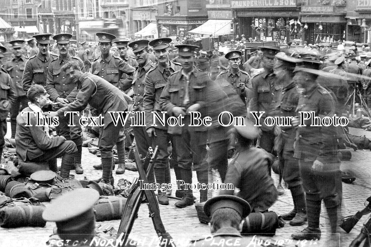 NF 4391 - Essex Regiment, Norwich Market Place, Norfolk 1914 WW1