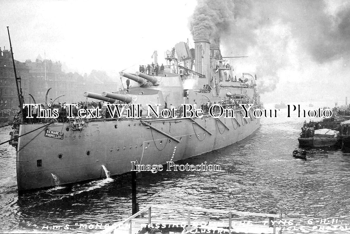 NO 1326 - HMS Monarch Passing Down Tyne, Newcastle Upon Tyne