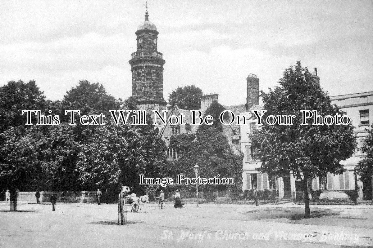 OX 373 - St Marys Church & Vicarage, Banbury, Oxfordshire c1910