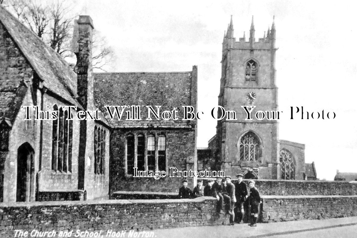 OX 602 - Hook Norton Church & School, Oxfordshire c1935