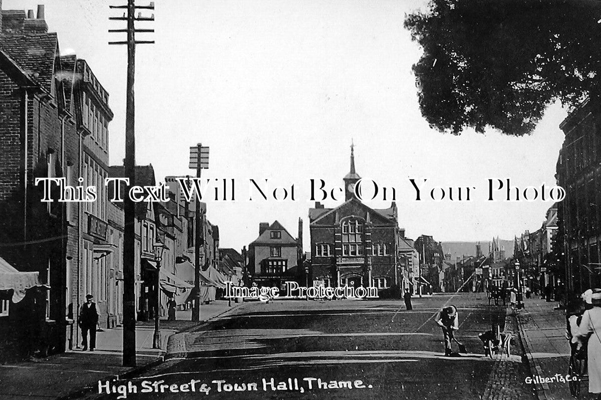 OX 65 - High Street & Town Hall, Thame, Oxfordshire c1913