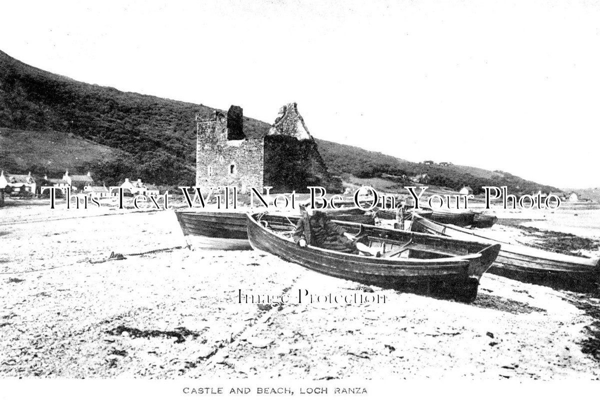SC 1128 - Castle & Beach, Loch Ranza, Isle Of Arran, Scotland c1913