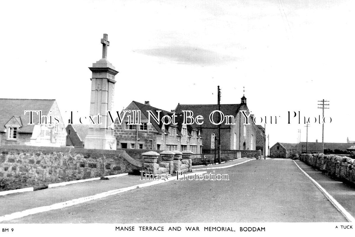SC 1544 - Manse Terrace & War Memorial, Boddam, Scotland c1950
