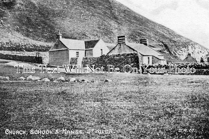SC 2051 - Church, School & Manse, St Kilda, Scotland c1911