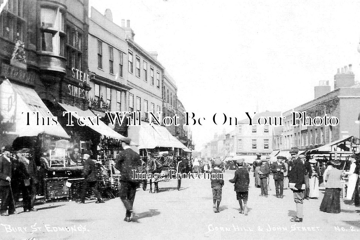 SF 3874 - Cornhill & John Street, Bury St Edmunds, Suffolk c1908