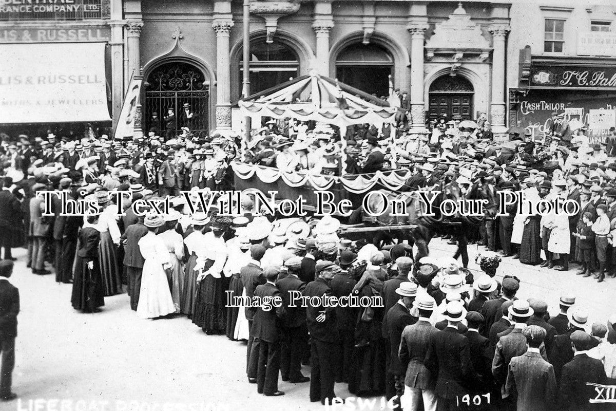 SF 919 Lifeboat Saturday Procession, Cornhill, Ipswich, Suffolk 1907