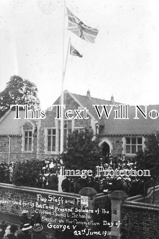SO 2855 - Flag Staff & Flag, Coronation Day, Clutton, Somerset 1911