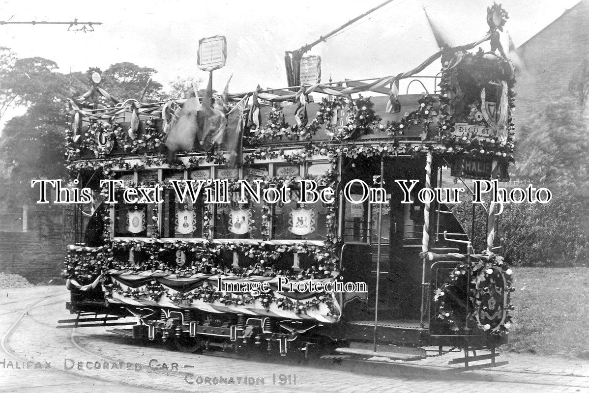 SP 802 - Decorated Tram Car At Halifax, Yorkshie 1911 Coronation