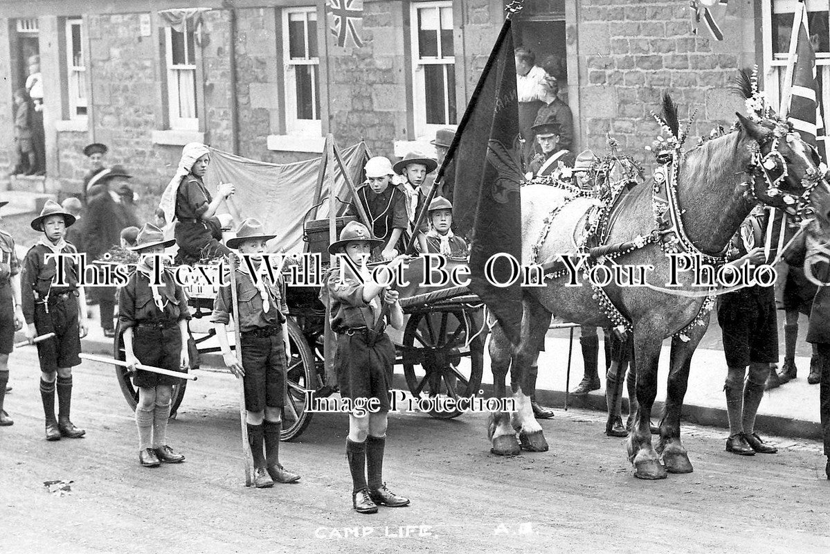 SP 803 - Decorated Horse Cart & Scouts, Lanark, Scotland 1924