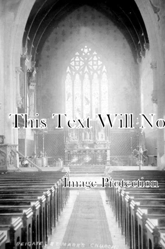 SU 1928 - Interior Of St Marks Church, Reigate, Surrey c1914