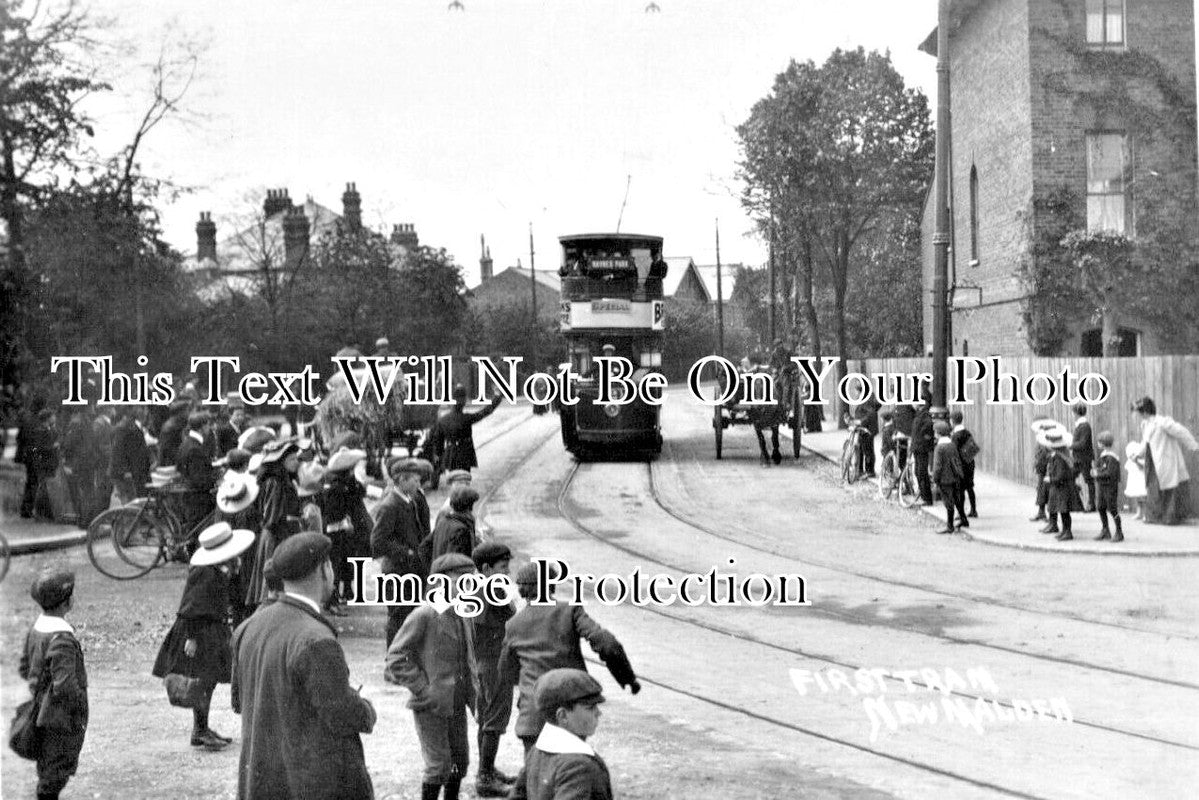 SU 3847 - First Tram Car At New Malden, Surrey