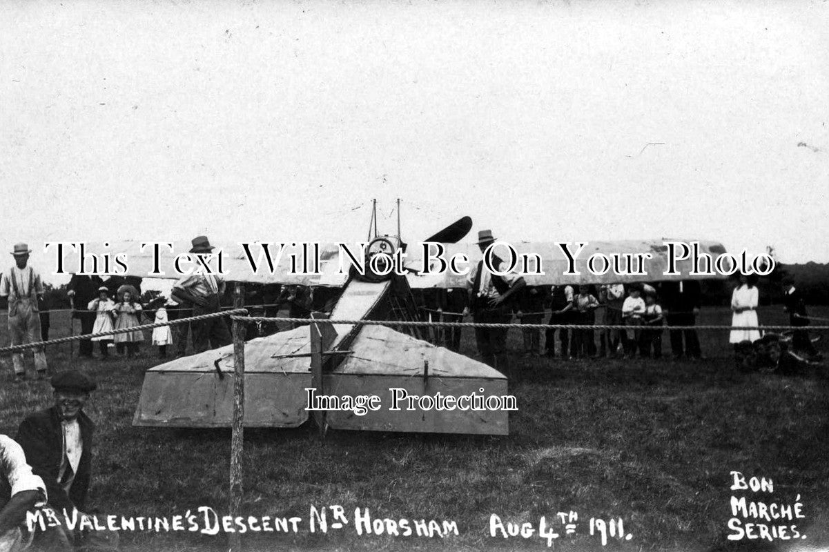 SX 1134 - Mr Valentines Descent In Aeroplane, Horsham Area, Sussex c1911