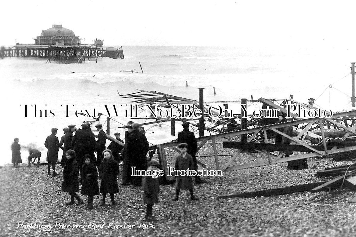 SX 1511 - Wrecked Worthing Pier, Sussex 1913